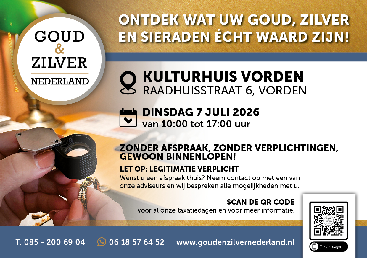 Kulturhuis Vorden te Vorden : Gratis Taxatie en  Inkoop van o.a. Vintage, goud, zilver, sieraden en antiek.